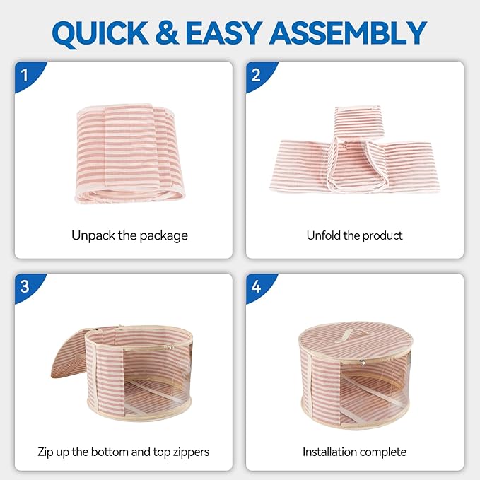 1 Pack Hat Storage Box with Clear Window, Holds up to 7 Caps Cowboy Hat Organizer Bag for Closet for Wide Brim Hats with Carrying Handles, Pink