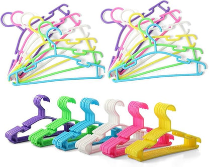 YYaaloa 30pcs Kids Clothes Hangers Baby Clothes Hangers Childrens Plastic Infant Hangers Very Durable Kids Hangers Toddler's Hangers for 1inch Closet Rod (6 colors-30pcs)