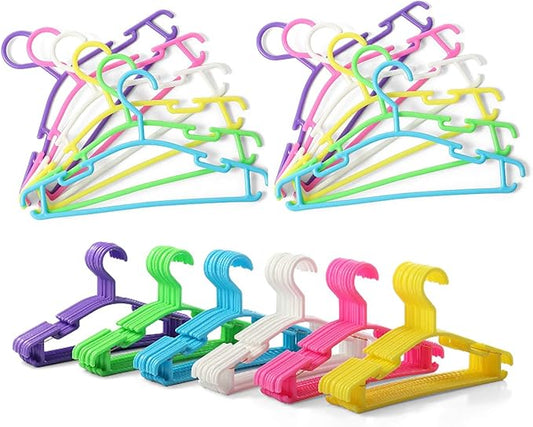 YYaaloa 30pcs Kids Clothes Hangers Baby Clothes Hangers Childrens Plastic Infant Hangers Very Durable Kids Hangers Toddler's Hangers for 1inch Closet Rod (6 colors-30pcs)