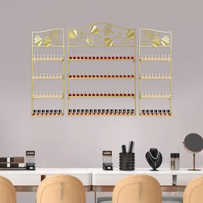 4 Tier Wall-Mounted Nail Polish Storage Racks 3PCS Metal Nail Polish Organizer Shelf for Wall Cosmetic Display Cases Perfume Lipstick Display Stand for Home Spa Nail Salon