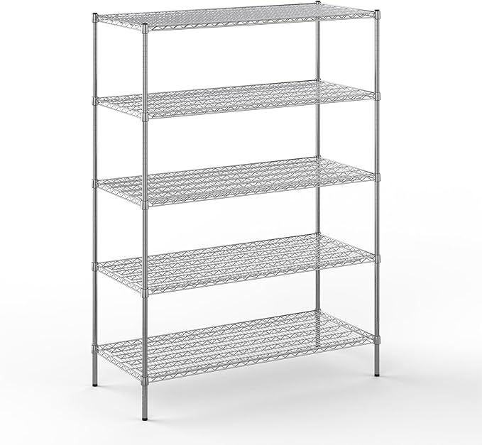 24" Deep x 54" Wide x 74" Height Wire Shelving Kit | 5-Tier | NSF Commercial Storage Rack Unit