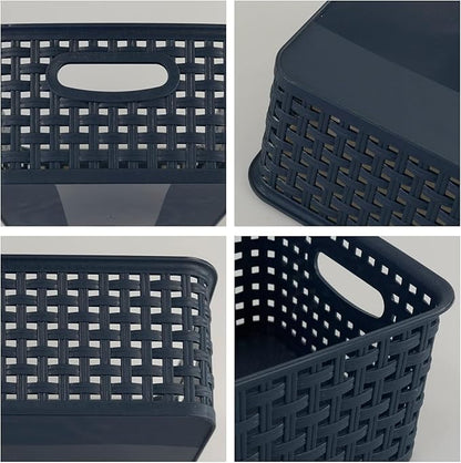 Plastic Storage Baskets for Organizing, Small Weave Storage Baskets, 6 Packs
