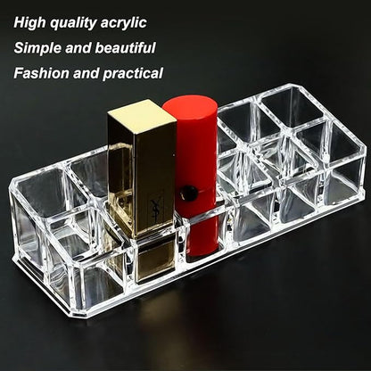 Clear Acrylic Lipstick Lip Gloss Organizer 12 Slots Comestic Display Holder for Nail Polish Essential Oil