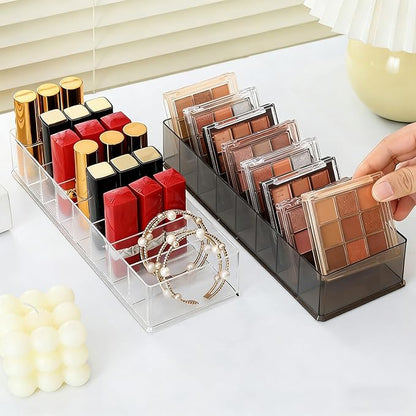 Makeup Organizer, Clear Acrylic Lipstick & Eyeshadow Palette Storage for Women & Girls, Desk & Drawer Cosmetic Holder, Easy Access (Clear)