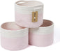 MiniArk Small Basket for Organizing | Cube Shelf Closet Storage Baskets | 9.7×9.7×7.1” | Woven Rope Gift Basket | Nursery | Round 3 Packs Pink