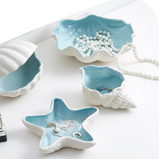 Ceramic Jewelry Holder.Storage Box For Rings,Earrings,Necklaces And Bracelets.Birthday Wedding Holiday Gift For ladies And Girls Jewelry Tray. (Dd)