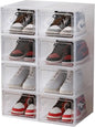 XXL Drop Front Shoe Storage Box Stackable, 8 Pack Shoe Display Case Fit US 15,Sneaker Storage Shoe Containers with Magnetic Door（8 PACK CLEAR