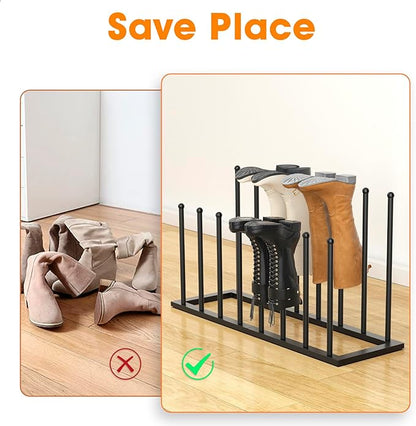 Urban Deco Free Standing Shoe Racks, Boot Organizer for Tall Boots, Black Metal Boot Rack Fit for 8 Pairs, Shoe Organizer for Dorm Room, Closet, Entryway (Black-8pairs)