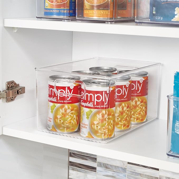 iDesign Pantry Organizer Bins with Handles - Storage Bins for Cabinets or Fridge - Set of 4 - Clear