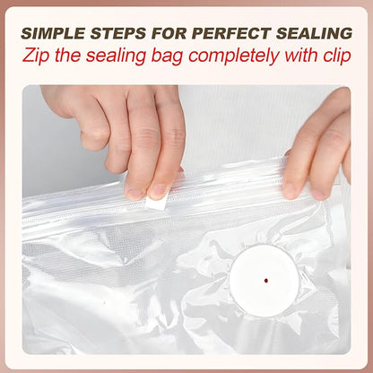 Reusable Vacuum Sealer Bags for Food: 20Pcs (10.24 * 11.02in) BPA-Free Vacuum Seal Bags & 5 Seal Clips, Plastic Clear Freezer Safe Vacuum Food Storage Bags, Microwaveable Zipper Bags for Kitchen