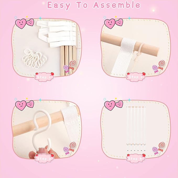 OAOLEER Hair Bow Holder Organizer for Girls，Hair Clips Headband Organizer Storage Wall Hanging Home Decor for Girls Room (1Pcs White 35Inch)