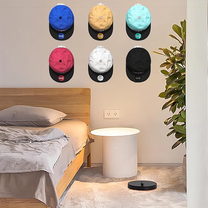 FAYYGYH 24 Pack Adhesive Hat Hooks for Wall, Strong Hat Rack for Baseball Caps, Minimalist Hat Rack Display for Home Decor, No Drilling, Hat Hold Hanger for Wall, Door, Closet (White)