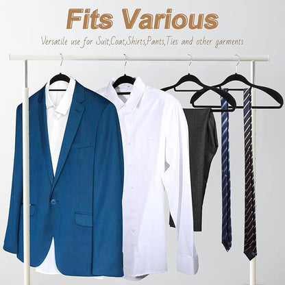 6 Pack Velvet Suit Hangers for Men with 360 Rotating Hooks, Space-Saving Non-Slip Jacket Hangers for Dress, Pants, Shirts, Skirts, Ties