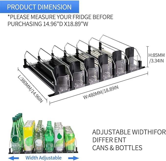 Upgraded Drink Organizer for Fridge，Soda Can Dispenser for Refrigerator，Automatic Self-Pushing Drink Pusher，Space-Saving Fridge Storage，Holds up to 30-35 Cans, 6 Row