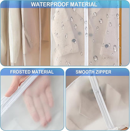 5-Pack Clear Garment Bags with Zipper for Hanging Clothes, Storage Bags for Coats, Jackets, Shirts, and More (23.6 x 47.2inches)