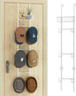 HapiRm Over Door Hat Rack - Wall Mounted Hat Holder with 6 Hooks and Metal Basket Design, Baseball Cap Organizer Storage Up to 32 Caps for Door, Bedroom, Closet (White)