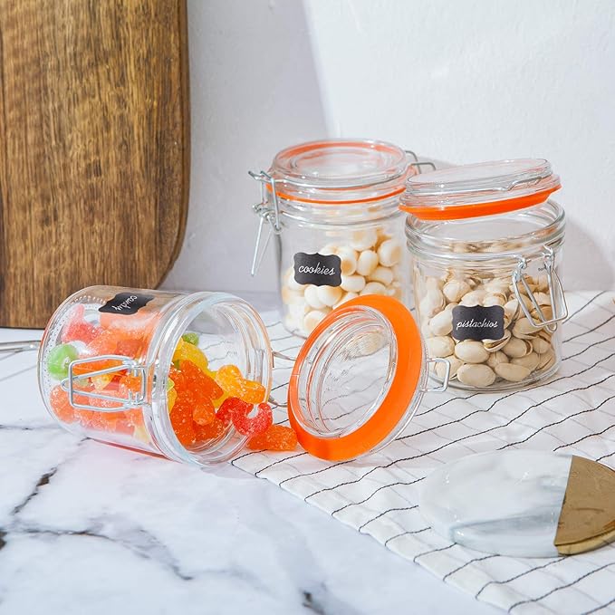 Glass Jars With Airtight Lids, Mason Jars 8 oz,Glass Jar With Leak Proof Rubber Gasket 250ml,Storage Jars With Hinged Lid for Home and Kitchen,12 Pack