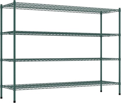 Commercial NSF Listed Green Epoxy Stationary Wire Shelving Kit 21" x 72" x 54", with 4 Shelves Perfect for Warehouse, Walk-in Refrigerator, Freezer, Grocery Store, Restaurant, Dishroom
