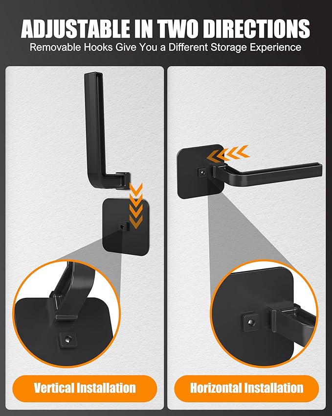 Hat Rack for Hat Storage (6-Pack), Multi-Purpose Hat Organizer, Strong Adhesive Hat Hooks for Wall Hat Organizer for Baseball Caps, Two Mounting Options Hat Hook, Black