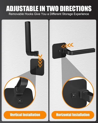 Hat Rack for Hat Storage (6-Pack), Multi-Purpose Hat Organizer, Strong Adhesive Hat Hooks for Wall Hat Organizer for Baseball Caps, Two Mounting Options Hat Hook, Black