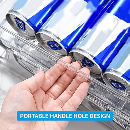 Soda Can Organizer for Refrigerator, 2 Tier Automatic Loading Drink Organizer for Fridge with Portable Handle for Kitchen Drink Pantry, Can Organizer for Refrigerator