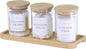 INIUNIK Qtip Holder with Vanity Tray - 3 Pack Glass Apothecary Jars with Lids, Cotton Ball Swab Pad Floss Pick Holder, Bathroom Organizers Jars Containers Canisters Accessories Set