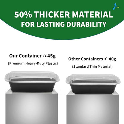 38oz Heavy Duty Meal Prep Containers with Lids, APSIC 50 Sets 1-Compartment Disposable Plastic To Go Containers, BPA Free Microwave Safe Take Out Food Storage Box for Lunch Leftover Freezer Dishwasher