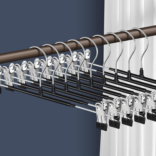 Pants Hangers with Clips 20 Pack 16Inch Adjustable Skirt Hanger for Women Non-Slip Trousers Hanger for Jeans Clothes Hangers for Pants Heavy Duty Space Saving Shorts Hangers,Black