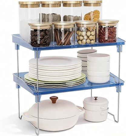 STARLATTA Acrylic Cabinet Organizer Shelf,4 Pcs Stackable Kitchen Counter Shelves,Spice Rack,Countertop Organizers,Clear Plastic Storage Organization for Makeup, Bathroom,Cupboard,Desk,Pantry