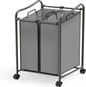 Simple Houseware 2-Bag Heavy Duty Rolling Laundry Sorter Cart, Dark Gray – 2 Section Removable Bags and Lockable Wheels for Laundry Room Organization