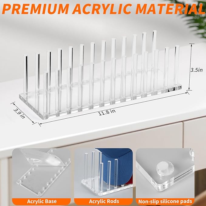 Hat Organizer for Baseball Caps, Acrylic Hat Rack for 12 Baseball Caps, Hat Holder Display and Organizer for Closet, Tabletop, Dressing Table (Transparent)