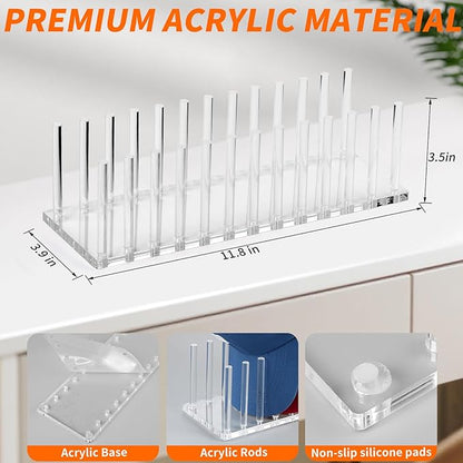 Hat Organizer for Baseball Caps, Acrylic Hat Rack for 12 Baseball Caps, Hat Holder Display and Organizer for Closet, Tabletop, Dressing Table (Transparent)