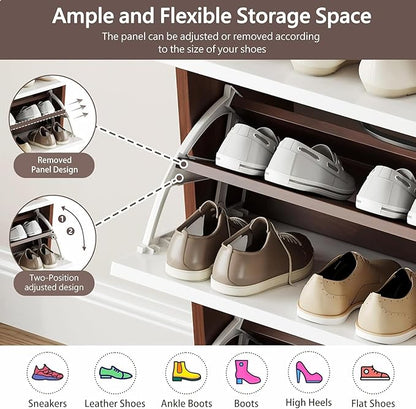 VERYKE Shoe Storage Cabinet for Entryway with 3 Flip Drawers and 2 Top Drawers,Large Shoe Rack Organizer Cabinet for Closet,Hallway