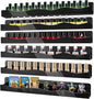 Nail Polish Wall Rack, 6-Shelf 15-Inch Black Acrylic Nail Polish Shelves with Removable Ends – Multi-Purpose Shelf for Essential Oils, Cosmetics Storage and Display for Salons and Bathrooms
