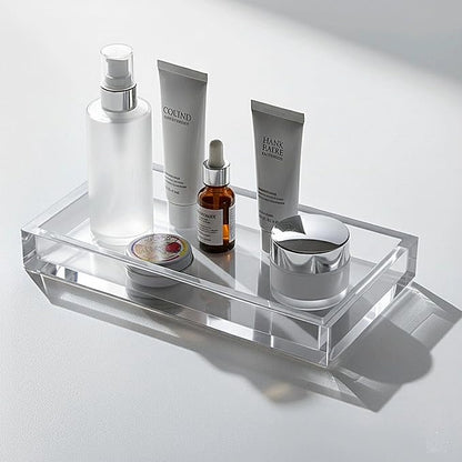 Amazing Abby - Selena - 2-Pack Acrylic Vanity Tray (9.5"x5.5"), 9mm Thick Acrylic, Plastic Bathroom Countertop Organizer, Clear Decorative Dish, Great for Vanity, Nightstand, Entryway, and Home Decor