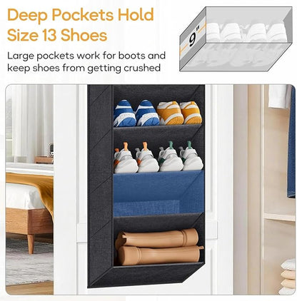 for KIMBORA 10 Tier Over The Door Shoe Organizer, Hanging Shoe Storage, Large Pockets, Compatibility with Doors