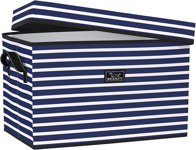 SCOUT Rump Roost LG - Large Lidded Storage Bin with Handles, Collapsible, Stackable, Doubles as Seat or Table, Holds 90 Lbs
