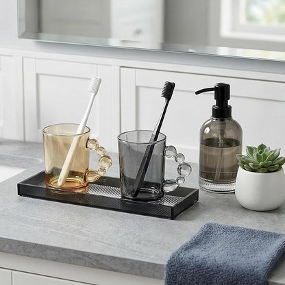13.4"x4.3"Black Bathroom Trays for Counter,Long Narrow Tray countertop,Small Acrylic Trays for Vanity Makeup Storage,Coffee Table Organizer,Kitchen Tray,Decorative Perfume Tray for Dresser
