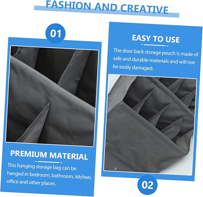 Hemobllo Multi Layer Hanging Door Storage Pouch Compartment Organizer for Closet Back Breathable Gray Hanging Bags for Shoes Crafts Beauty Supplies and Household Items in Bedroom Bathroom