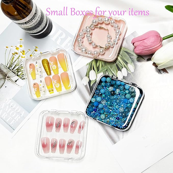 12pcs Press on Nail Storage Box with 60 Pcs Adhesive Double Sided Tape Clear Acrylic Nail Display Box Artificial False Nail Box Organizer Fake Nail Case Transparent Nail Packaging Boxes for Nail Salon