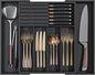 Utensil Organizer Silverware Tray for Drawer - Bamboo Knife Drawer Organizer Expandable Cutlery Organizer in Drawer Knife Block W12.8-20.2" x L16 x H2 (Black)