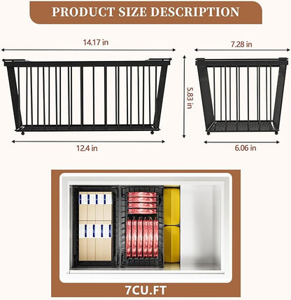 Enhanced Leak-Proof Bottom - Freezer Organizer Bins ，4 Pack Stackable Deep Freezer Organizer Bins for 7 Cu.FT Small Chest Freezer，organization and storage，pantry organizers(4 Pack-black)