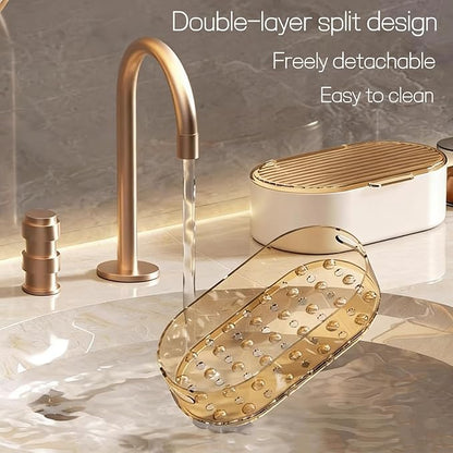 Soap Holder for Bathroom, Shower Soap Dish with Drainage Layer, Portable Soap Box for Bathroom, Bar soap Case for Travel, Gym, School, Camping