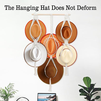Bohemian Hat Holder Holds 6 Hats Macrame Hat Hanger It Can Be Given To Family And Friends 100% Natural Cotton
