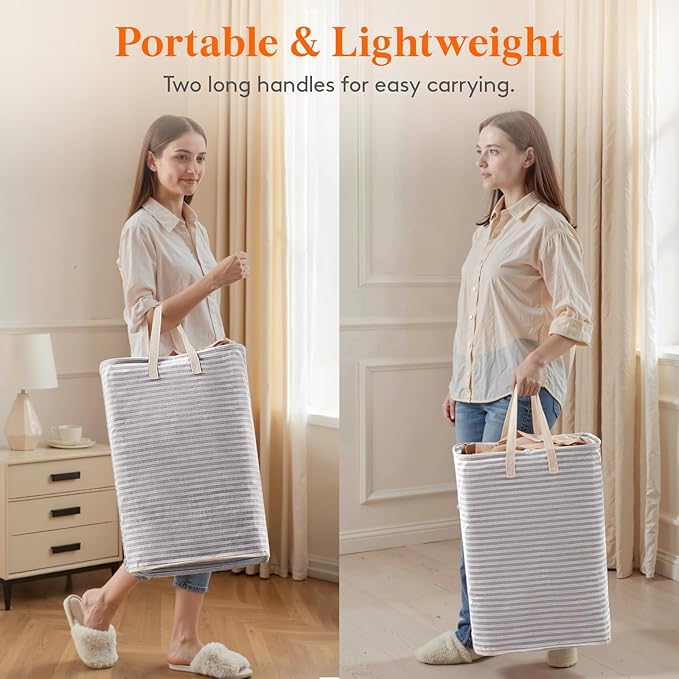 Lifewit 65L Large Collapsible Laundry Hamper, Tall Foldable Dirty Clothes Baskets Waterproof, Freestanding Design with Easy Carry Handles in Dorm Bedroom Bathroom College, Grey