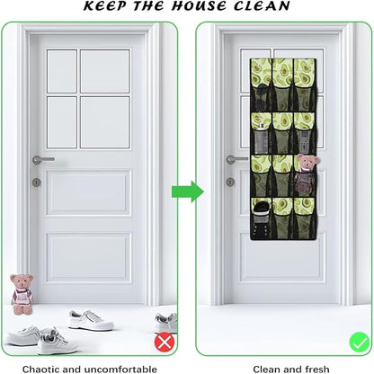 Generic Green Avocado Door Hanging Shoe Organizer Elastic Over The Door Organizer Bedroom Space Saving Hanging Closet Organizer for Entrances College Dorm Apartments Storage Organizer