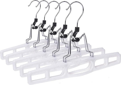 Premium Skirt Hangers 80-Pack - Thin Space-Saving Skirt Hanger Set with Clamp, Pant Hanger, Shorts Hangers with Heavy-Duty Locking Clasp, Multipurpose Quality Jean Hangers Set (White, 80)
