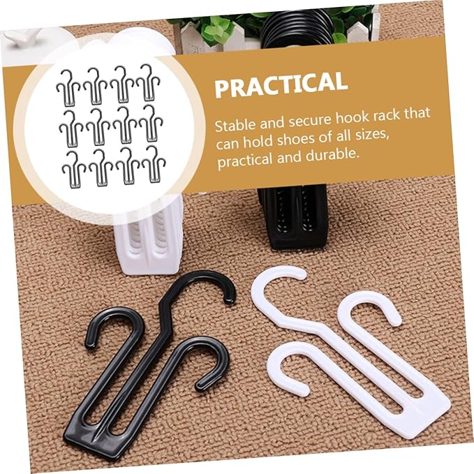 Cabilock 12pcs Bike Shoe Holder Multipurpose Plastic Shoes Hanging Organizers with Double Hook Design for Home Dorm and Travel Storage