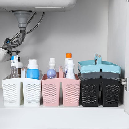rejomiik Portable Shower Caddy Basket Plastic Cleaning Caddy Organizer Storage Tote with Handle for Bathroom, College, Dorm Room Essentials, Blue