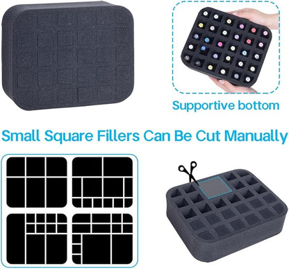 2 Pack Nail Polish Organizer Holder Foam Pad with Slots for Storage 60 Bottles (15ml/0.5fl.oz) Nail Polish or Essential Oil Tray for Drawers Black